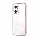 For OPPO Find X5 Pro Transparent Plating Fine Hole Phone Case(Pink) - 1