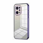 For OPPO Find X5 Transparent Plating Fine Hole Phone Case(Purple) - 1