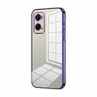 For OPPO A36 / A76 / A96 4G Global Transparent Plating Fine Hole Phone Case(Purple) - 1