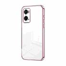 For OPPO A36 / A76 / A96 4G Global Transparent Plating Fine Hole Phone Case(Pink) - 1