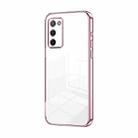 For OPPO A55 5G / A56 / A53s 5G Transparent Plating Fine Hole Phone Case(Pink) - 1