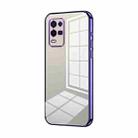 For OPPO K9x Transparent Plating Fine Hole Phone Case(Purple) - 1