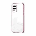 For OPPO K9x Transparent Plating Fine Hole Phone Case(Pink) - 1