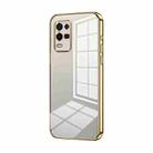 For OPPO K9x Transparent Plating Fine Hole Phone Case(Gold) - 1