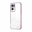 For OPPO Reno7 Pro Transparent Plating Fine Hole Phone Case(Pink) - 1