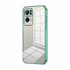 For OPPO Reno7 Pro Transparent Plating Fine Hole Phone Case(Green) - 1