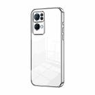 For OPPO Reno7 Pro Transparent Plating Fine Hole Phone Case(Silver) - 1