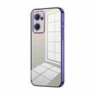 For OPPO Reno7 5G Transparent Plating Fine Hole Phone Case(Purple) - 1