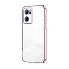 For OPPO Reno7 5G Transparent Plating Fine Hole Phone Case(Pink) - 1