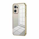 For OPPO Reno7 5G Transparent Plating Fine Hole Phone Case(Gold) - 1