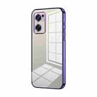 For OPPO Reno7 SE Transparent Plating Fine Hole Phone Case(Purple) - 1
