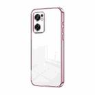 For OPPO Reno7 SE Transparent Plating Fine Hole Phone Case(Pink) - 1