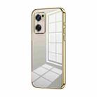 For OPPO Reno7 SE Transparent Plating Fine Hole Phone Case(Gold) - 1