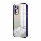 For OPPO A16 / A16s / A54s Transparent Plating Fine Hole Phone Case(Purple) - 1