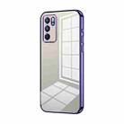 For OPPO Reno6 Indian / Malay Transparent Plating Fine Hole Phone Case(Purple) - 1