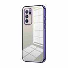 For OPPO Reno6 Pro Indian  Transparent Plating Fine Hole Phone Case(Purple) - 1