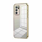 For OPPO Reno6 Pro Indian  Transparent Plating Fine Hole Phone Case(Gold) - 1