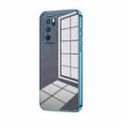 For OPPO Reno6 Pro Indian  Transparent Plating Fine Hole Phone Case(Blue) - 1