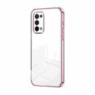 For OPPO A54 5G Transparent Plating Fine Hole Phone Case(Pink) - 1