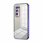 For OPPO Reno5 Pro+ Transparent Plating Fine Hole Phone Case(Purple) - 1