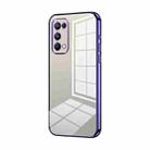 For OPPO Reno5 Pro Transparent Plating Fine Hole Phone Case(Purple) - 1