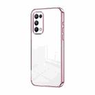 For OPPO Reno5 Pro Transparent Plating Fine Hole Phone Case(Pink) - 1