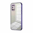 For OPPO K7x / Realme V5 5G Transparent Plating Fine Hole Phone Case(Purple) - 1