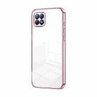 For OPPO Reno4 SE Transparent Plating Fine Hole Phone Case(Pink) - 1