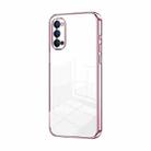 For OPPO Reno4 Transparent Plating Fine Hole Phone Case(Pink) - 1