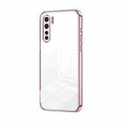 For OPPO Reno3 4G / F15 / A91 Transparent Plating Fine Hole Phone Case(Pink) - 1