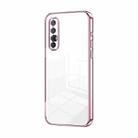 For OPPO Reno3 Pro Transparent Plating Fine Hole Phone Case(Pink) - 1
