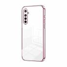 For OPPO K5 / Realme XT/XT 730G Transparent Plating Fine Hole Phone Case(Pink) - 1
