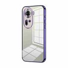 For OPPO Reno11 Global Transparent Plating Fine Hole Phone Case(Purple) - 1