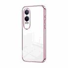 For OPPO K12x Transparent Plating Fine Hole Phone Case(Pink) - 1