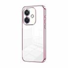 For OPPO A3x Global Transparent Plating Fine Hole Phone Case(Pink) - 1