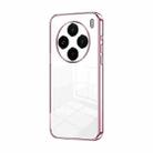 For vivo X100 Transparent Plating Fine Hole Phone Case(Pink) - 1