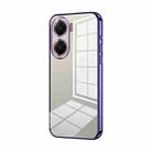 For vivo V29e Transparent Plating Fine Hole Phone Case(Purple) - 1