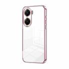 For vivo V29e Transparent Plating Fine Hole Phone Case(Pink) - 1