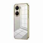 For vivo V29e Transparent Plating Fine Hole Phone Case(Gold) - 1