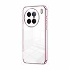 For vivo X90 Pro Transparent Plating Fine Hole Phone Case(Pink) - 1