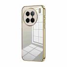 For vivo X90 Pro Transparent Plating Fine Hole Phone Case(Gold) - 1