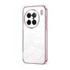 For vivo X90 Pro+ Transparent Plating Fine Hole Phone Case(Pink) - 1