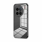For vivo X90 Pro+ Transparent Plating Fine Hole Phone Case(Black) - 1