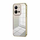 For vivo V25 / V25e Transparent Plating Fine Hole Phone Case(Gold) - 1