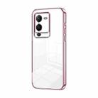 For vivo S15 Pro / V25 Pro Transparent Plating Fine Hole Phone Case(Pink) - 1