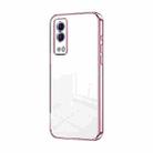 For vivo Y53s 5G / T1x 5G  / iQOO Z5x Transparent Plating Fine Hole Phone Case(Pink) - 1