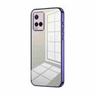 For vivo Y21 / Y33s / Y21s / T1x India Transparent Plating Fine Hole Phone Case(Purple) - 1