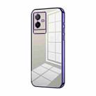 For vivo T2x Transparent Plating Fine Hole Phone Case(Purple) - 1