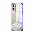 For vivo Y55s 2021 / Y72t Transparent Plating Fine Hole Phone Case(Purple) - 1