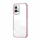For vivo T1 5G Transparent Plating Fine Hole Phone Case(Pink) - 1